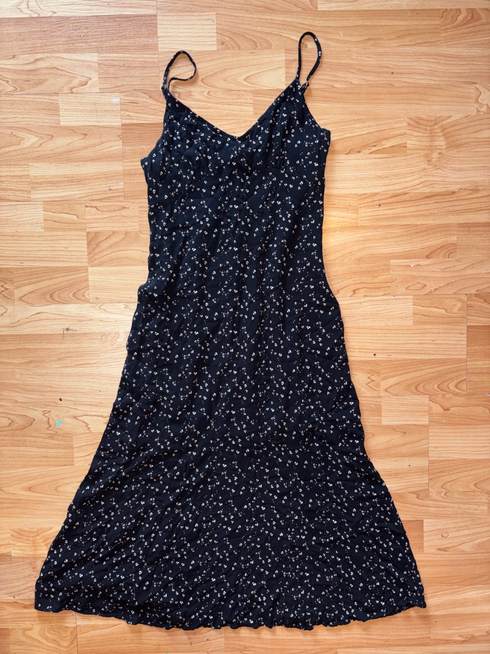 saltwater LUXE Black Maxi Slip Skirt with White Floral Print